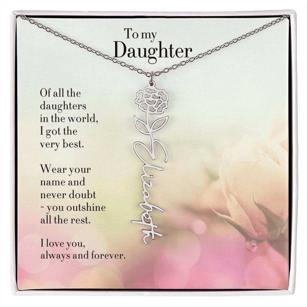 Personalized Birth Flower Name Necklace for Daughter - Custom Floral Pendant - I Got You A Gift
