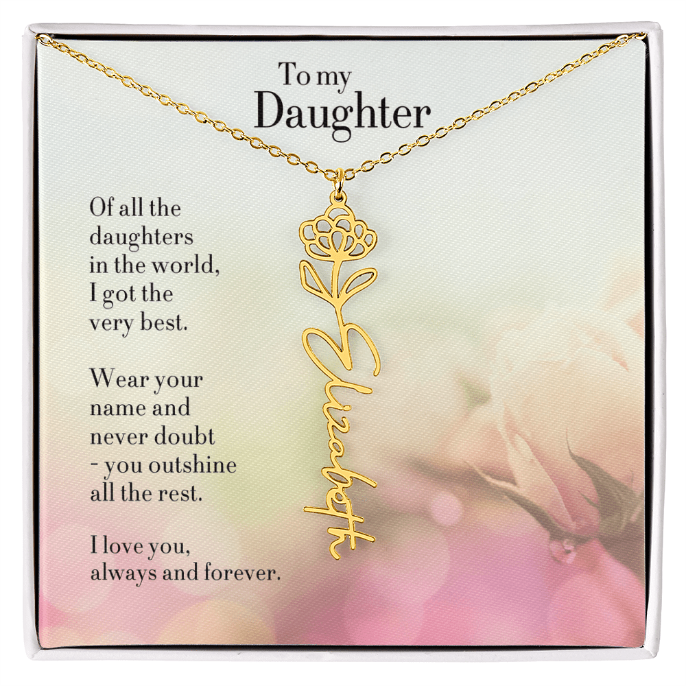 Personalized Birth Flower Name Necklace for Daughter - Custom Floral Pendant - I Got You A Gift