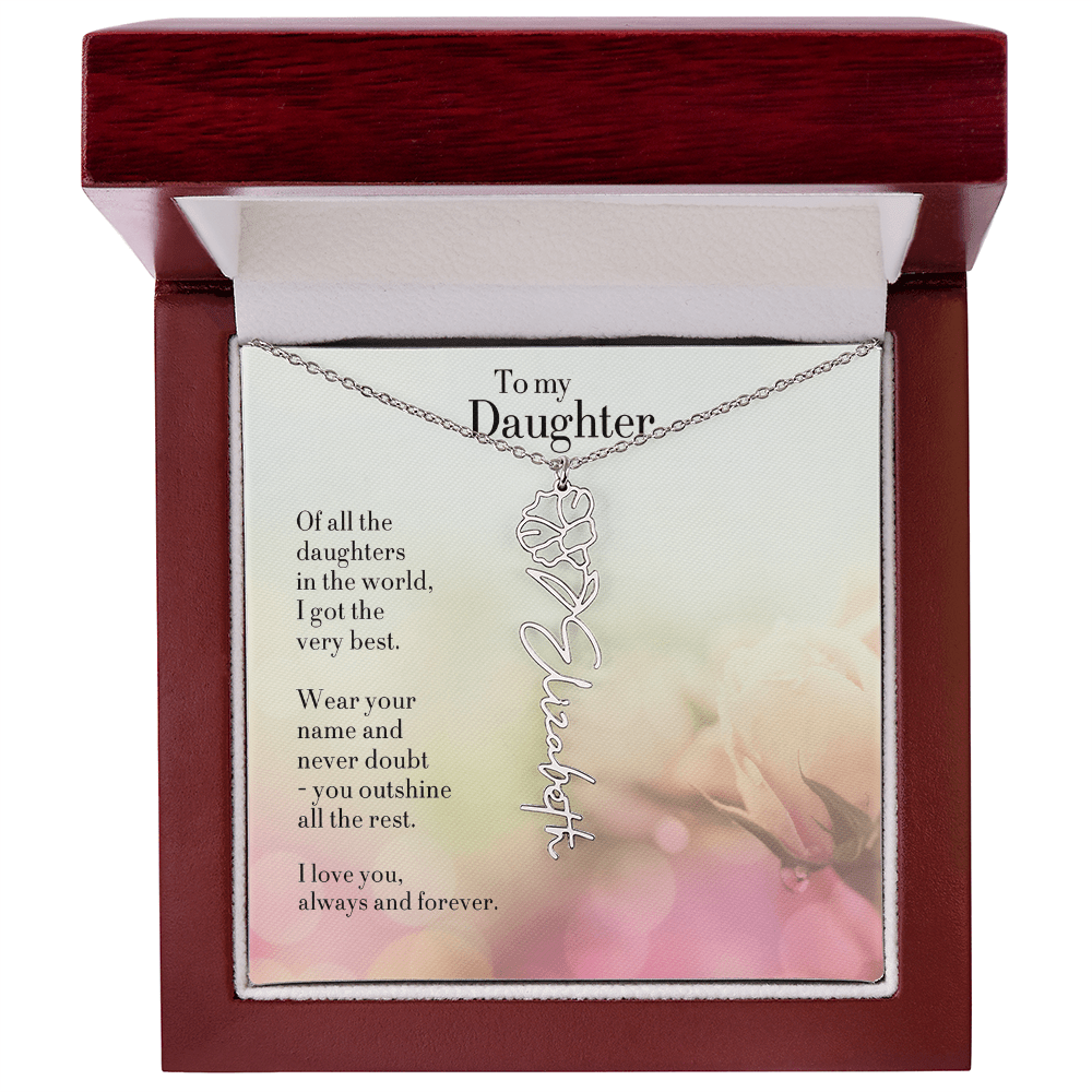 Personalized Birth Flower Name Necklace for Daughter - Custom Floral Pendant - I Got You A Gift