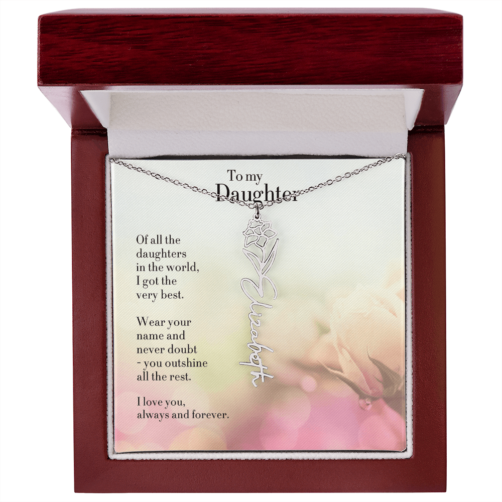 Personalized Birth Flower Name Necklace for Daughter - Custom Floral Pendant - I Got You A Gift