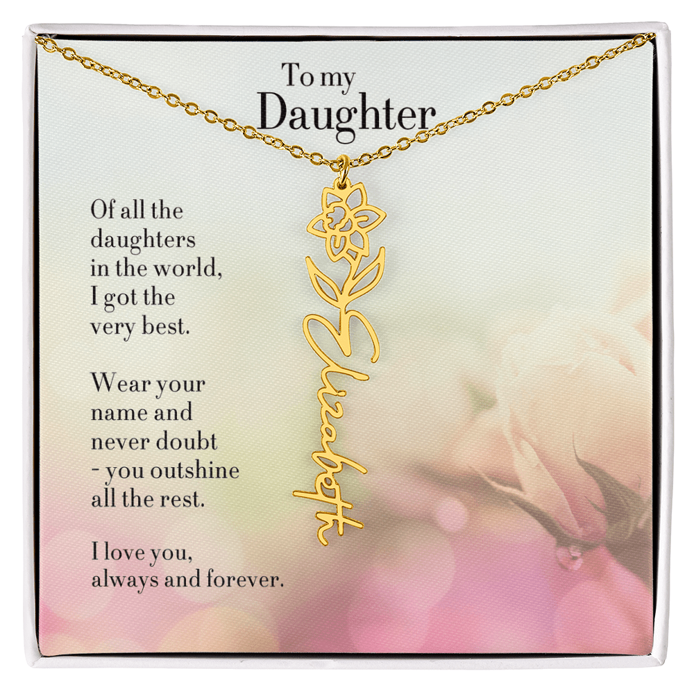 Personalized Birth Flower Name Necklace for Daughter - Custom Floral Pendant - I Got You A Gift