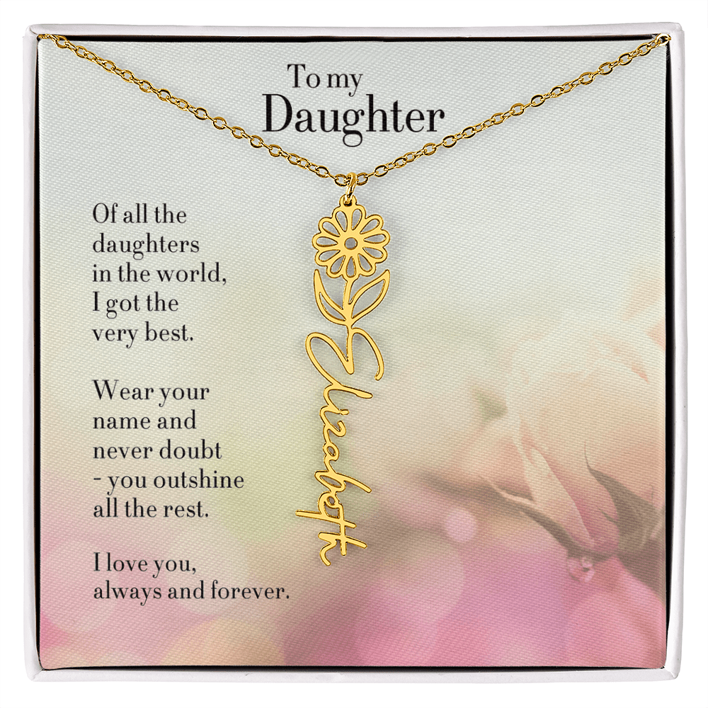 Personalized Birth Flower Name Necklace for Daughter - Custom Floral Pendant - I Got You A Gift