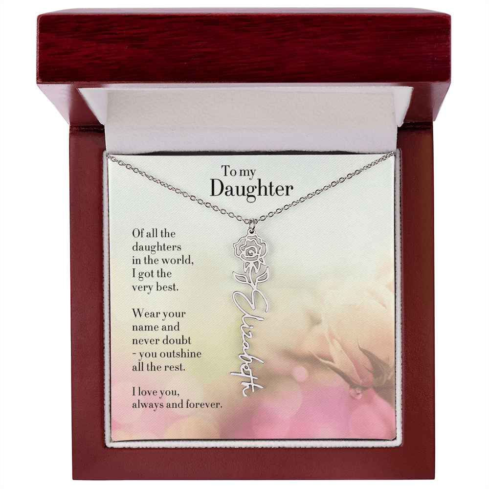 Personalized Birth Flower Name Necklace for Daughter - Custom Floral Pendant - I Got You A Gift