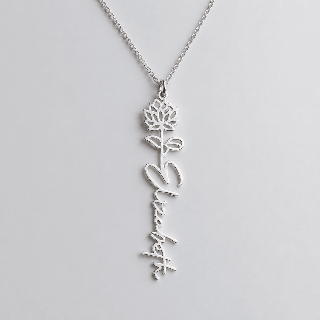 Personalized Birth Flower Name Necklace for Daughter - Custom Floral Pendant - I Got You A Gift