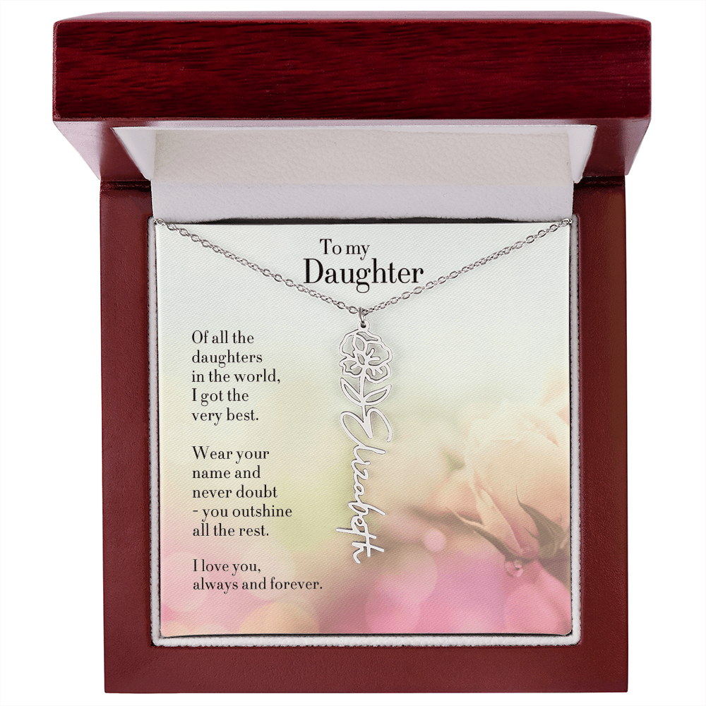 Personalized Birth Flower Name Necklace for Daughter - Custom Floral Pendant - I Got You A Gift