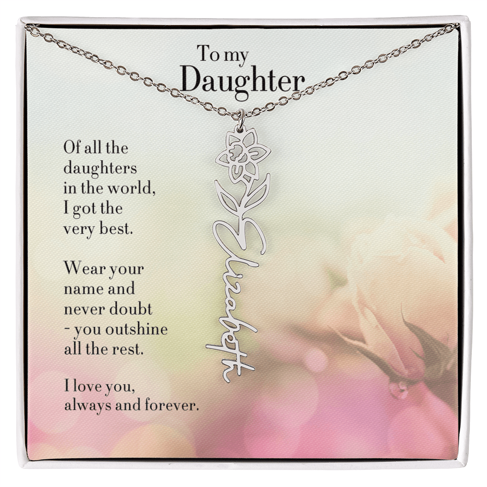Personalized Birth Flower Name Necklace for Daughter - Custom Floral Pendant - I Got You A Gift