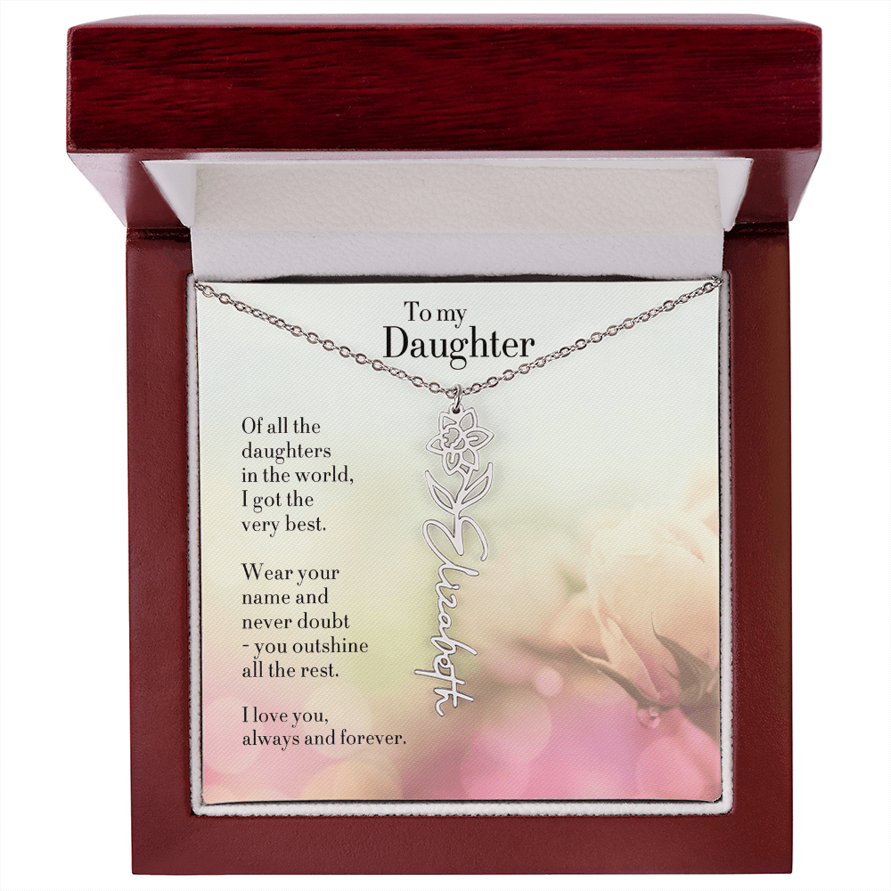Personalized Birth Flower Name Necklace for Daughter - Custom Floral Pendant - I Got You A Gift