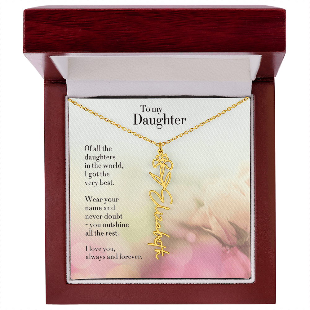 Personalized Birth Flower Name Necklace for Daughter - Custom Floral Pendant - I Got You A Gift