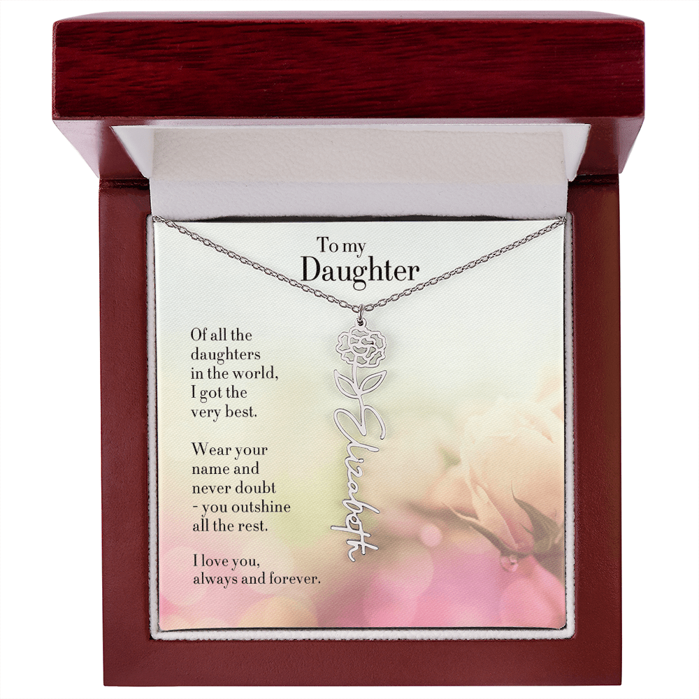 Personalized Birth Flower Name Necklace for Daughter - Custom Floral Pendant - I Got You A Gift