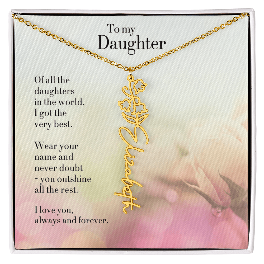 Personalized Birth Flower Name Necklace for Daughter - Custom Floral Pendant - I Got You A Gift