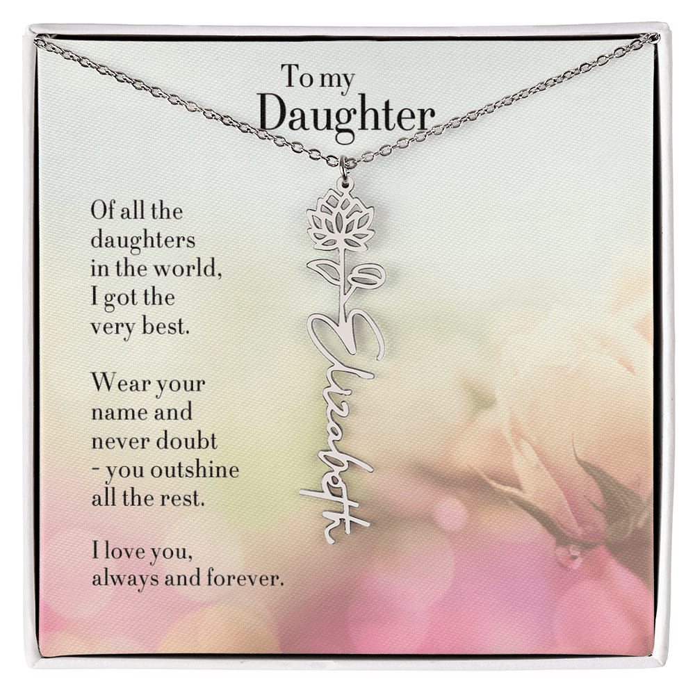 Personalized Birth Flower Name Necklace for Daughter - Custom Floral Pendant - I Got You A Gift