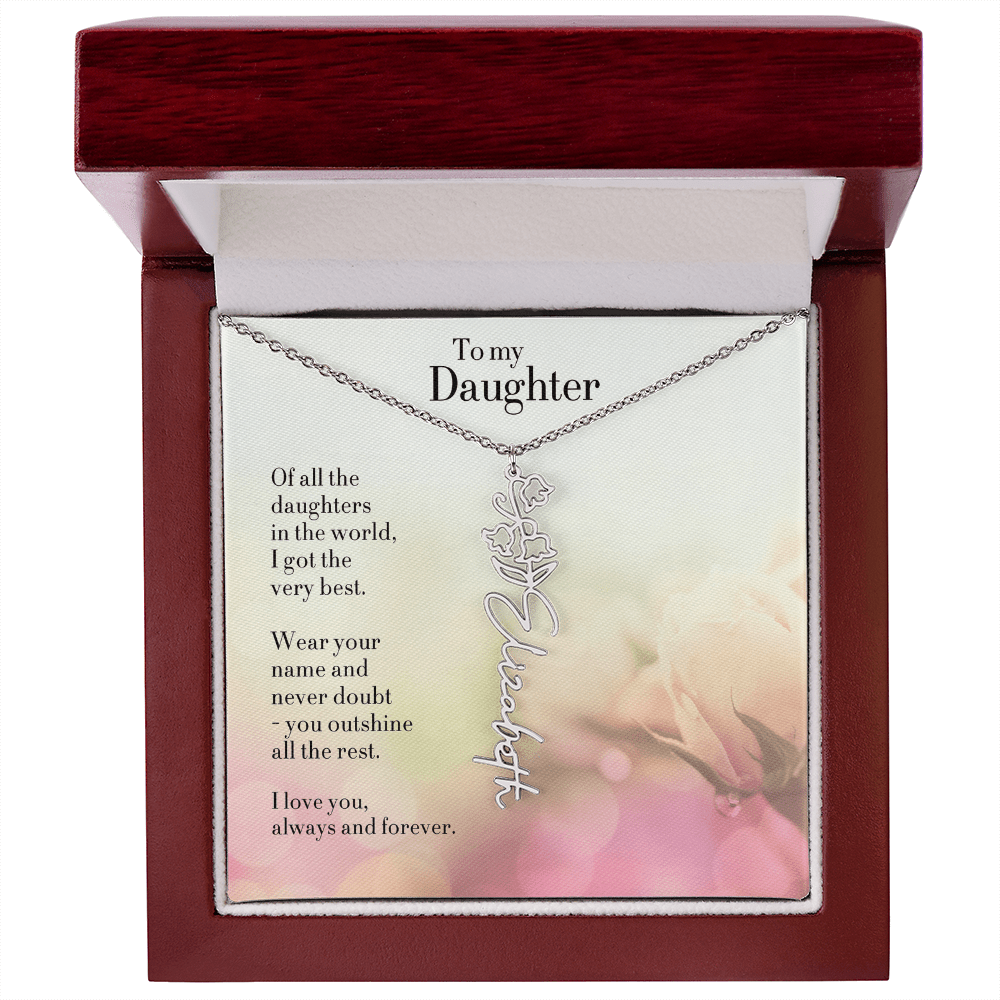 Personalized Birth Flower Name Necklace for Daughter - Custom Floral Pendant - I Got You A Gift