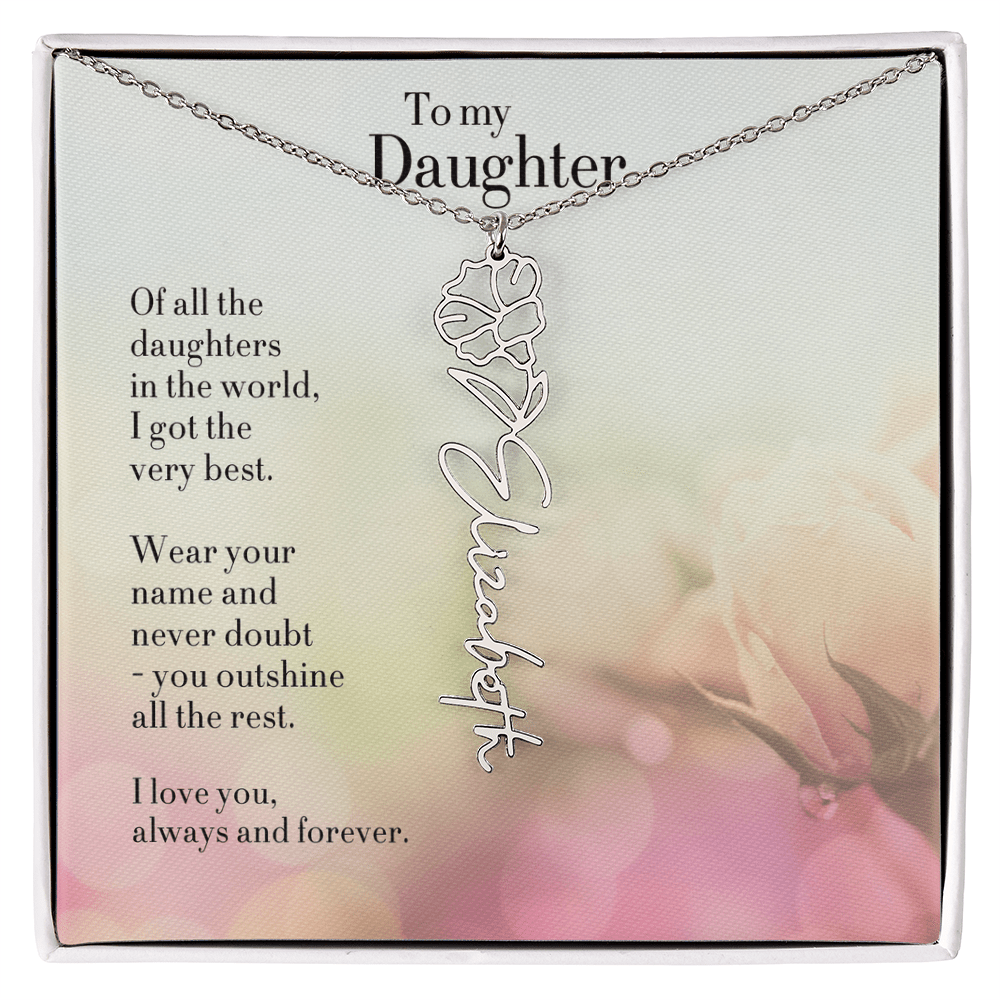 Personalized Birth Flower Name Necklace for Daughter - Custom Floral Pendant - I Got You A Gift
