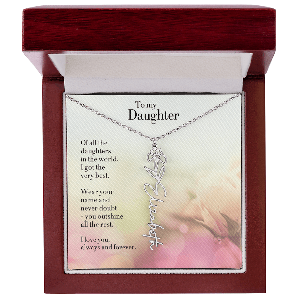 Personalized Birth Flower Name Necklace for Daughter - Custom Floral Pendant - I Got You A Gift