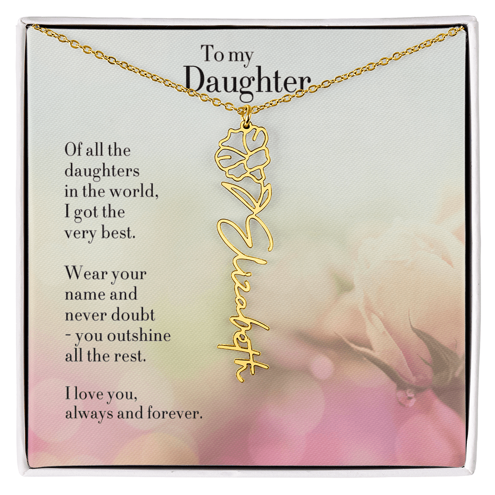 Personalized Birth Flower Name Necklace for Daughter - Custom Floral Pendant - I Got You A Gift