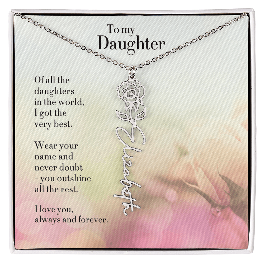 Personalized Birth Flower Name Necklace for Daughter - Custom Floral Pendant - I Got You A Gift