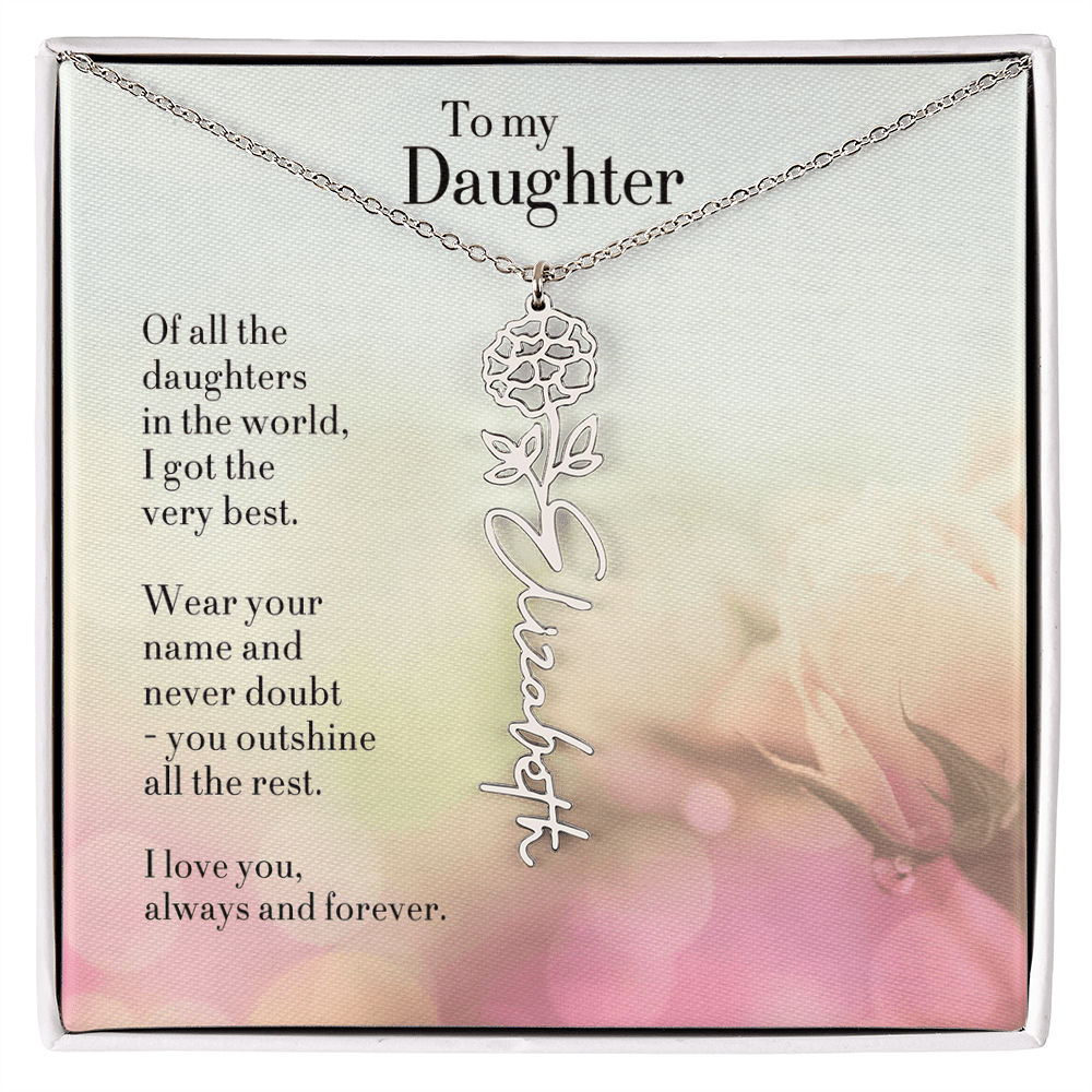Personalized Birth Flower Name Necklace for Daughter - Custom Floral Pendant - I Got You A Gift