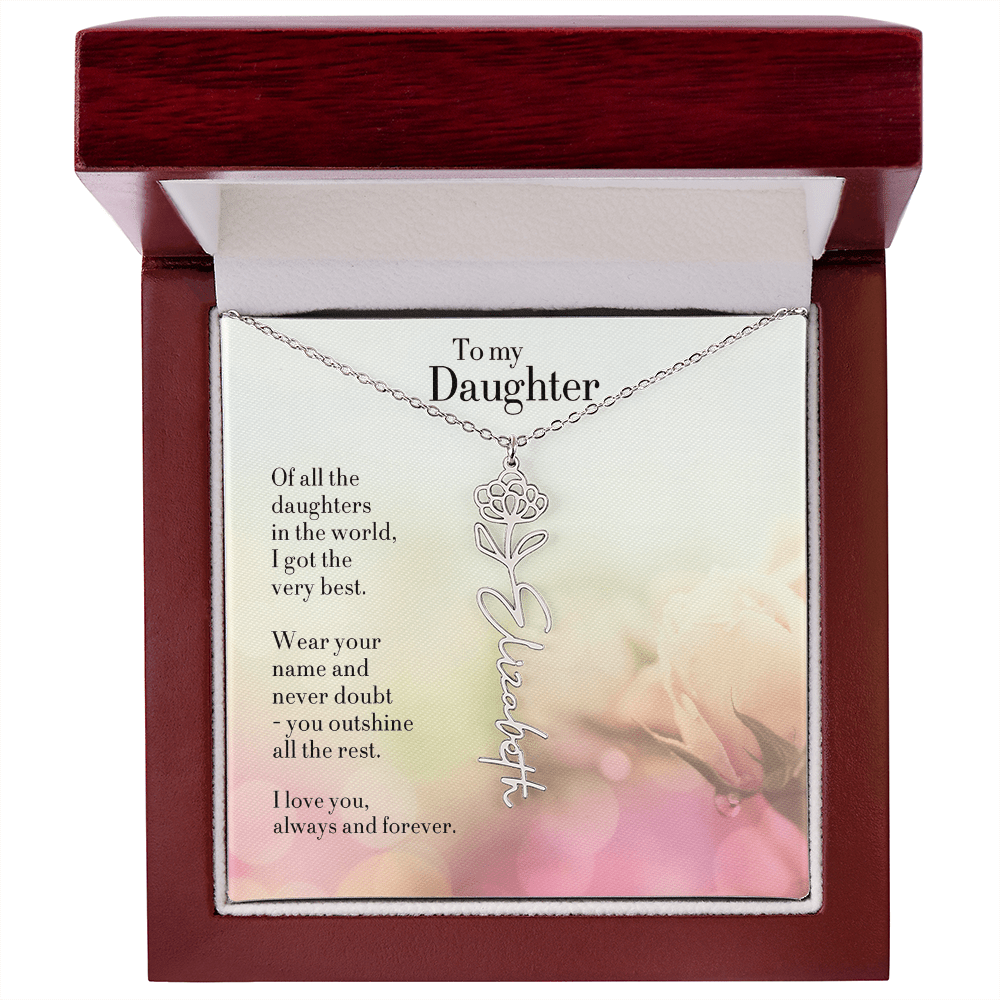 Personalized Birth Flower Name Necklace for Daughter - Custom Floral Pendant - I Got You A Gift