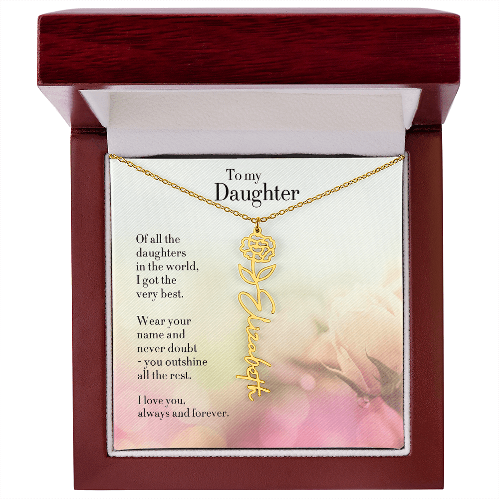 Personalized Birth Flower Name Necklace for Daughter - Custom Floral Pendant - I Got You A Gift