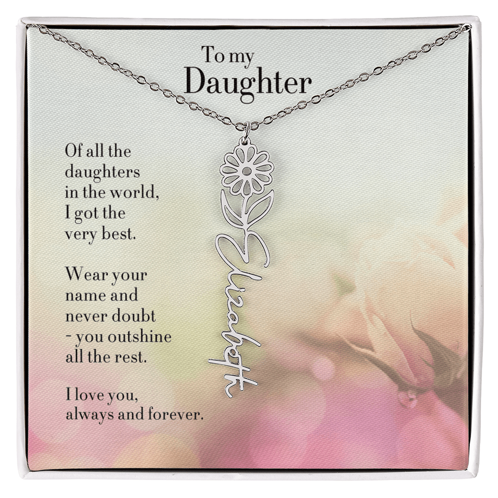 Personalized Birth Flower Name Necklace for Daughter - Custom Floral Pendant - I Got You A Gift