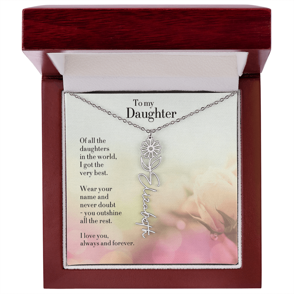 Personalized Birth Flower Name Necklace for Daughter - Custom Floral Pendant - I Got You A Gift