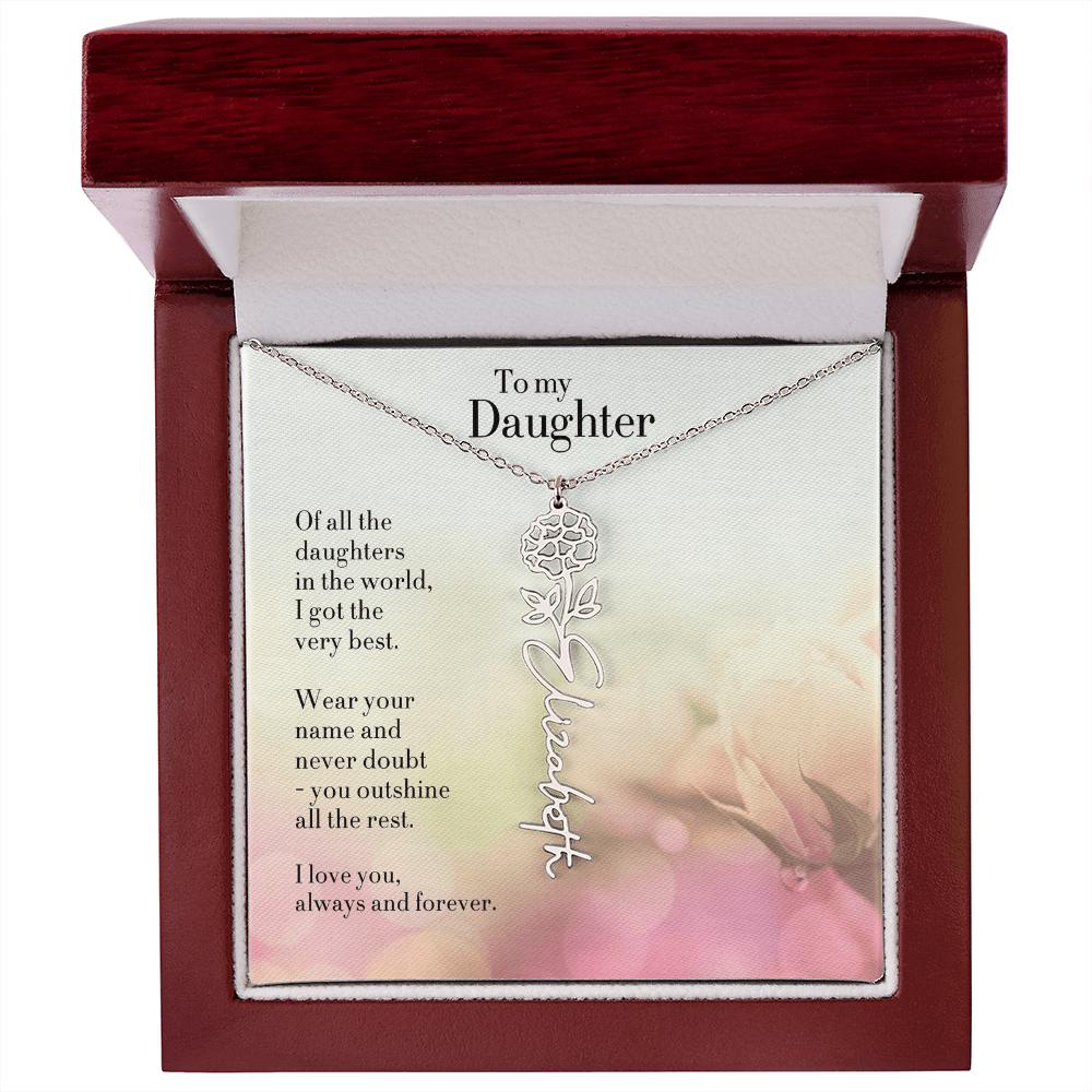 Personalized Birth Flower Name Necklace for Daughter - Custom Floral Pendant - I Got You A Gift