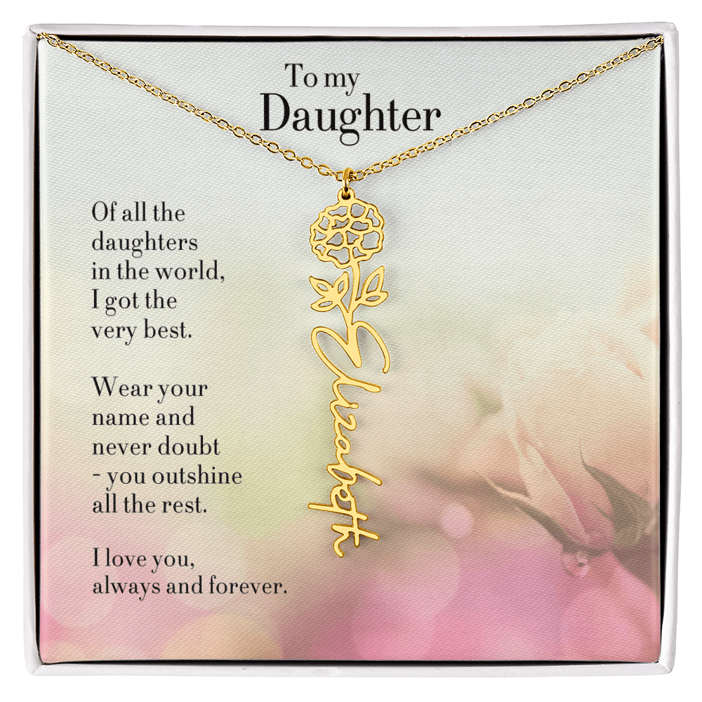 Personalized Birth Flower Name Necklace for Daughter - Custom Floral Pendant - I Got You A Gift