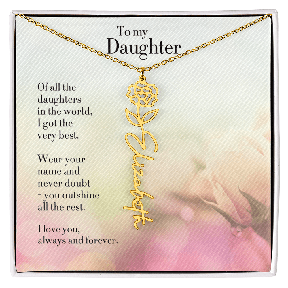 Personalized Birth Flower Name Necklace for Daughter - Custom Floral Pendant - I Got You A Gift