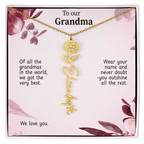 Personalized Birth Flower Name Necklace for Grandma - Custom Floral Pendant - I Got You A Gift