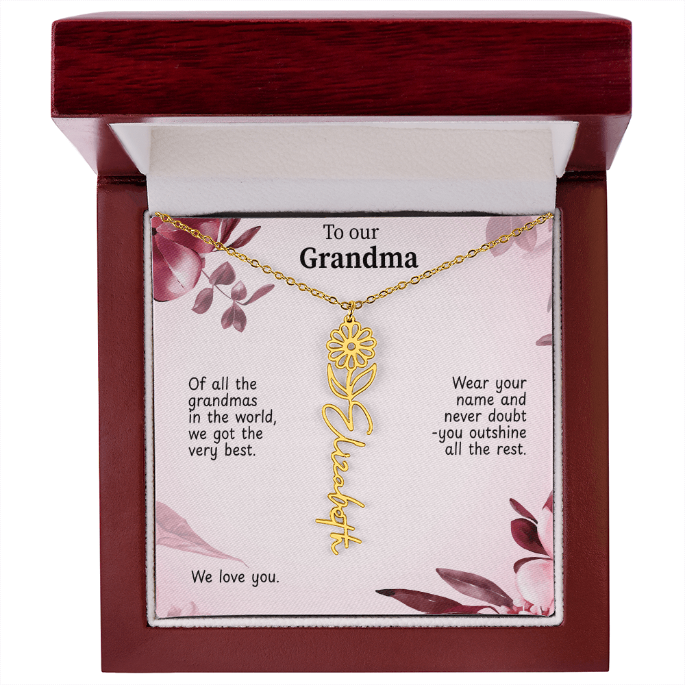 Personalized Birth Flower Name Necklace for Grandma - Custom Floral Pendant - I Got You A Gift