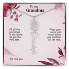 Personalized Birth Flower Name Necklace for Grandma - Custom Floral Pendant - I Got You A Gift