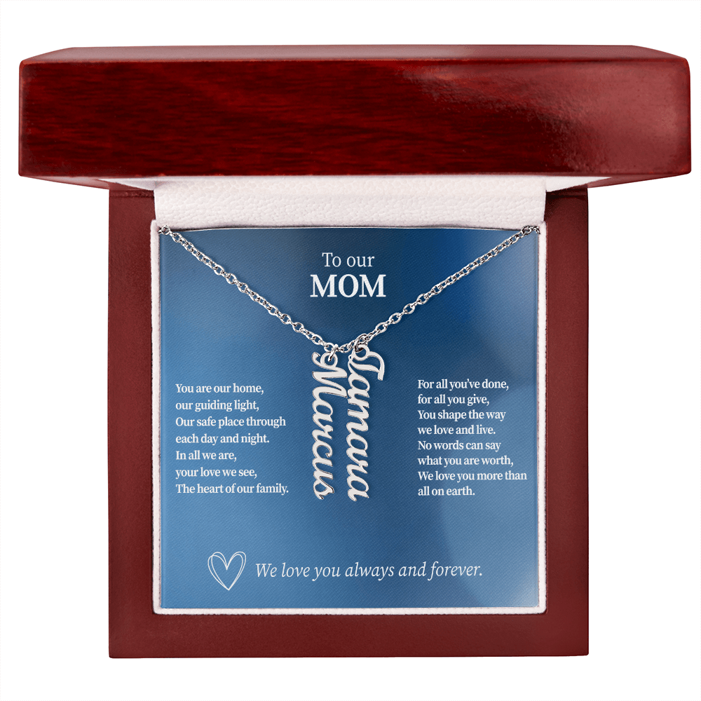 Personalized Vertical Name Necklace for Mom - Up to 4 Custom Names - I Got You A Gift