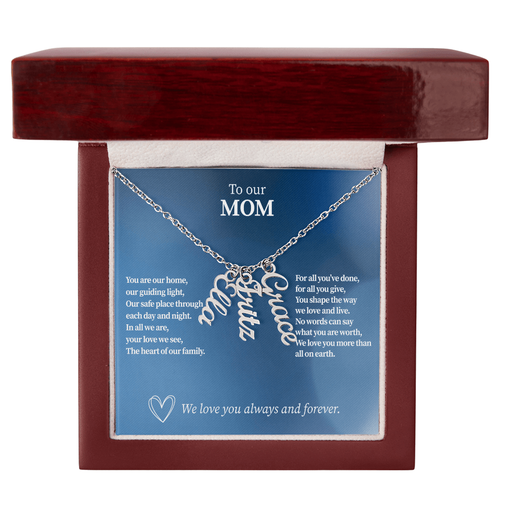 Personalized Vertical Name Necklace for Mom - Up to 4 Custom Names - I Got You A Gift
