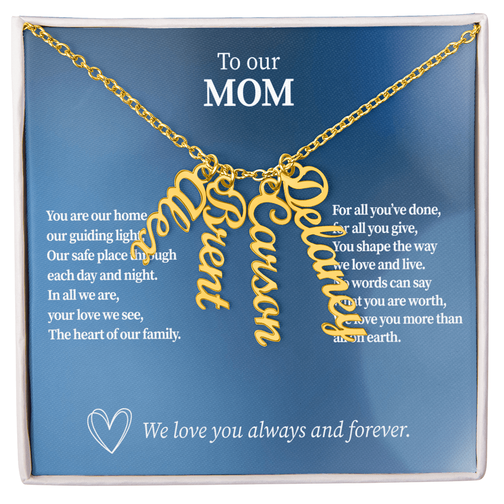 Personalized Vertical Name Necklace for Mom - Up to 4 Custom Names - I Got You A Gift