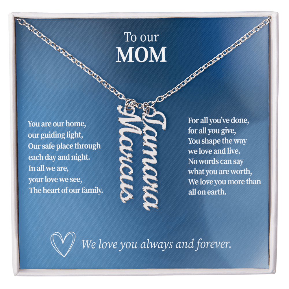 Personalized Vertical Name Necklace for Mom - Up to 4 Custom Names - I Got You A Gift