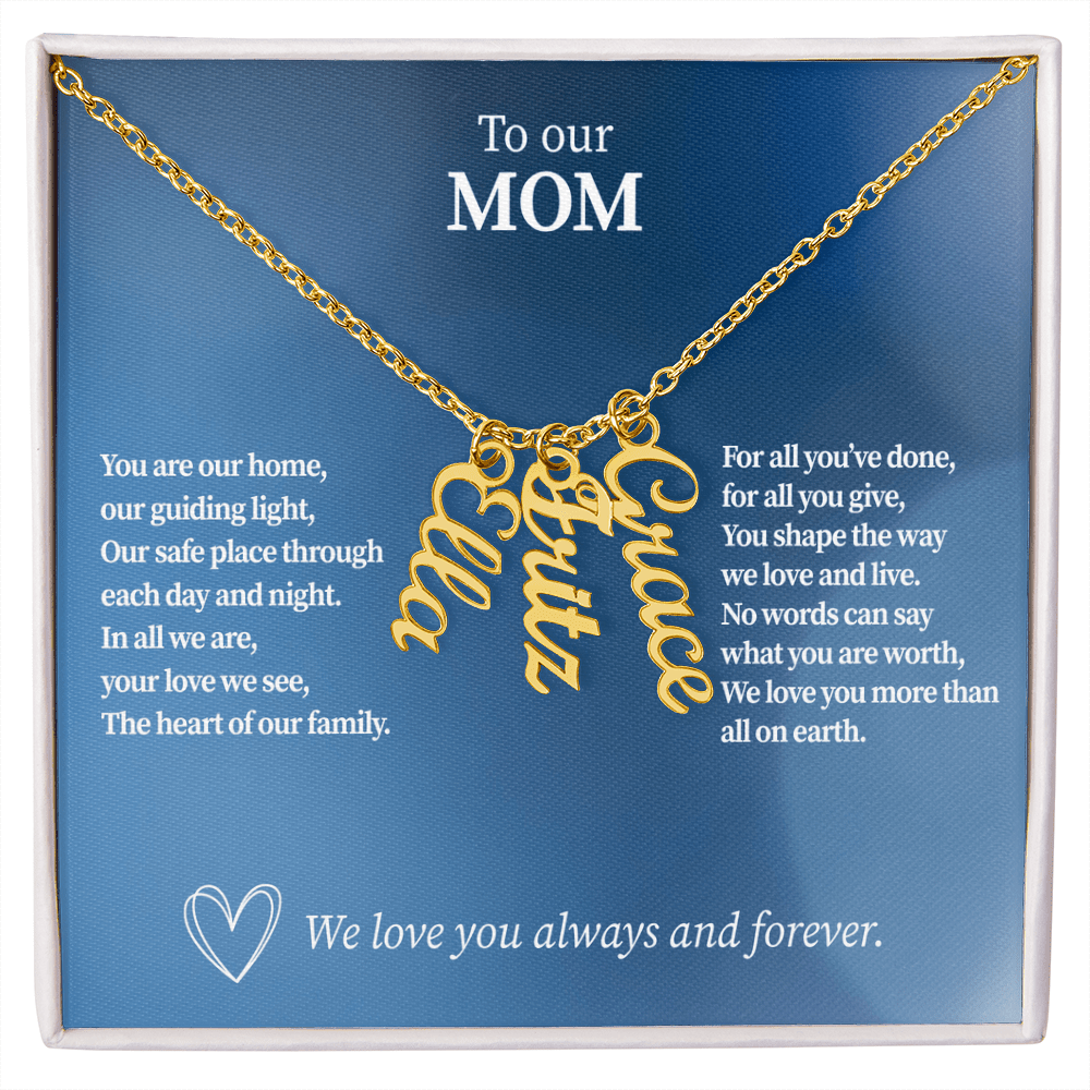 Personalized Vertical Name Necklace for Mom - Up to 4 Custom Names - I Got You A Gift