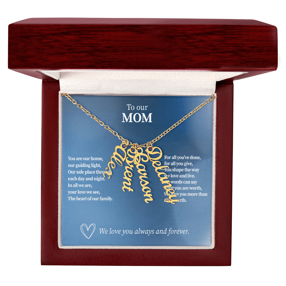 Personalized Vertical Name Necklace for Mom - Up to 4 Custom Names - I Got You A Gift