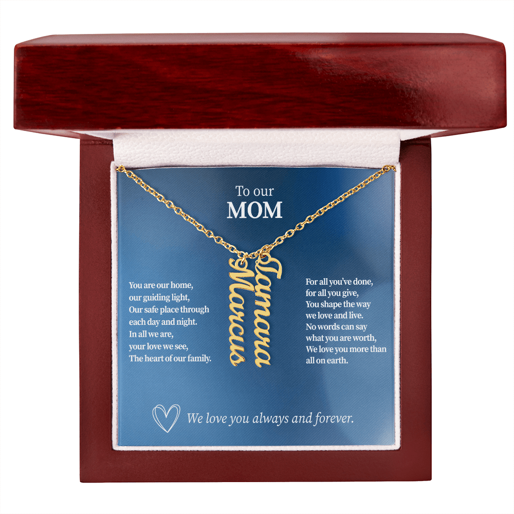 Personalized Vertical Name Necklace for Mom - Up to 4 Custom Names - I Got You A Gift