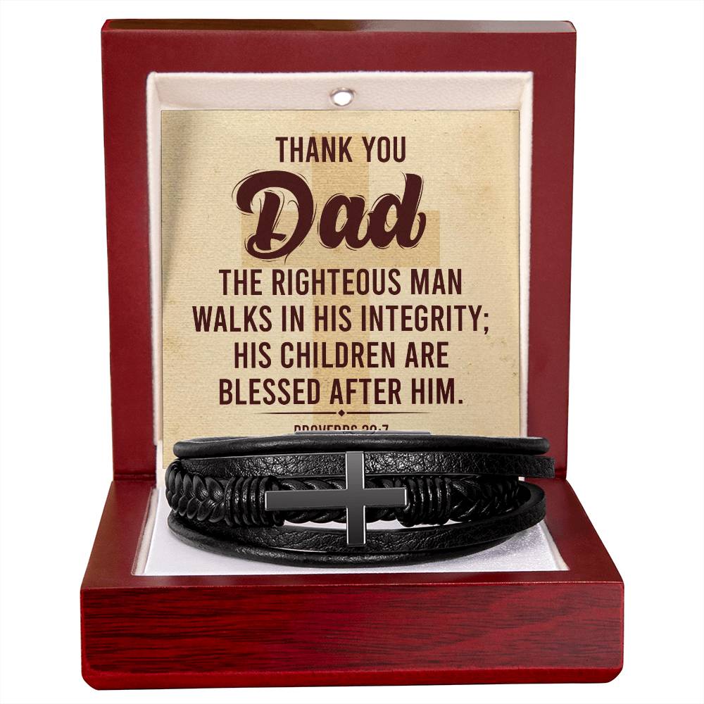 Proverbs 20:7 - Leather Cross Bracelet - I Got You A Gift