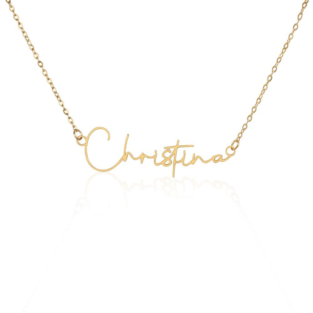 Elegant custom name necklace created with your chosen name, gold or silver.