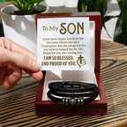 To My Son - Mens Leather Bracelet - I Got You A Gift