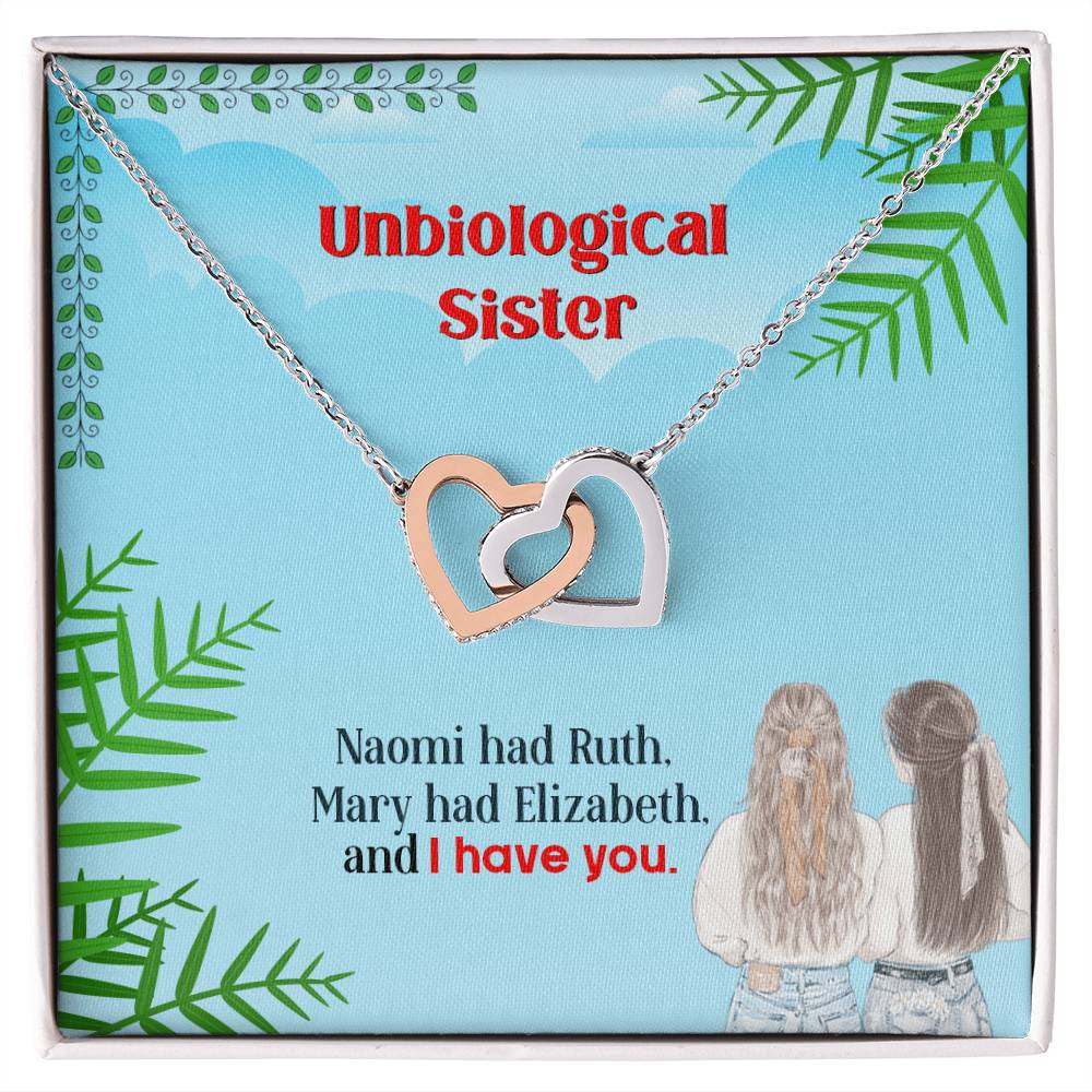 Unbiological Sister - Interlocking Hearts Necklace - I Got You A Gift
