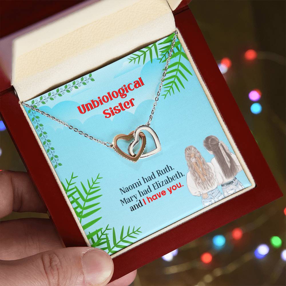 Unbiological Sister - Interlocking Hearts Necklace - I Got You A Gift
